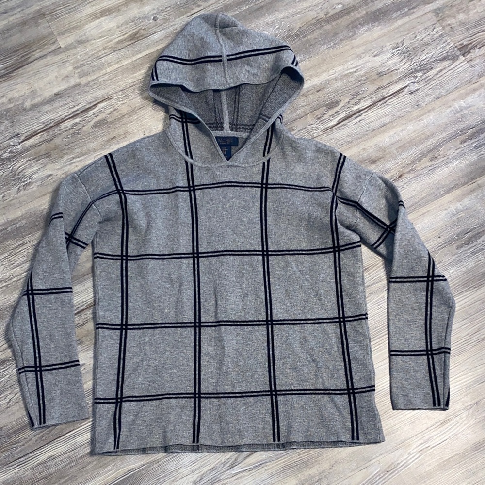 NWOT RACHEL ROY Plaid Hooded Cozy Knit Sweater M